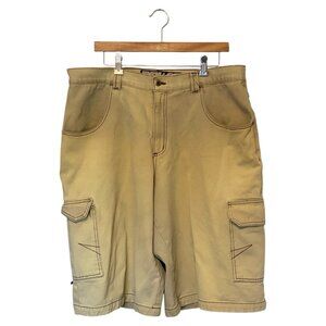 Crazy Vintage Menace Jeans BAGGY Khaki Tan Denim Cargo Shorts Size 38x14